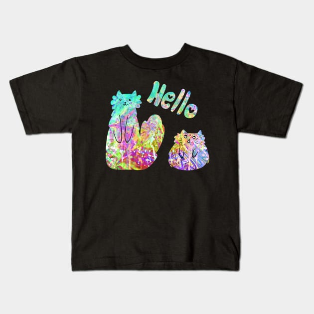 "Hello" Kitties Pastel Grunge Kids T-Shirt by saradaboru